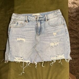 PacSun Light Blue Distressed Mini Skirt